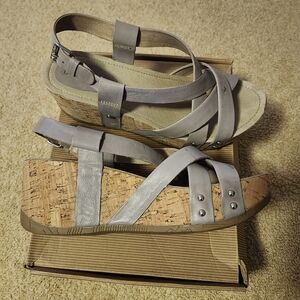 Bussola Taupe Strappy Wedge Sandals